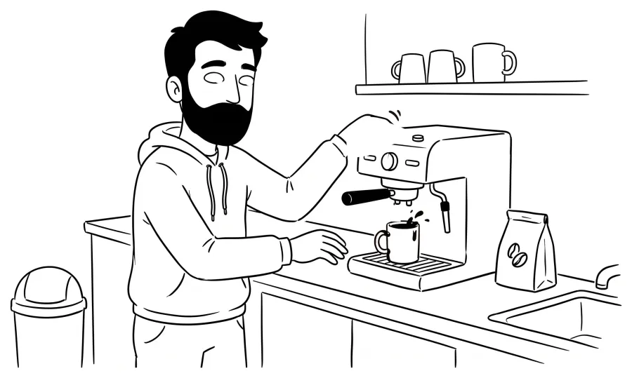 A man making coffee and asking what your customers type into Google