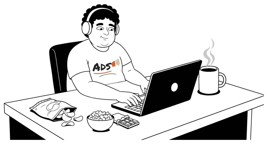 An ads specialist at his laptop