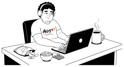 An ads specialist at his laptop