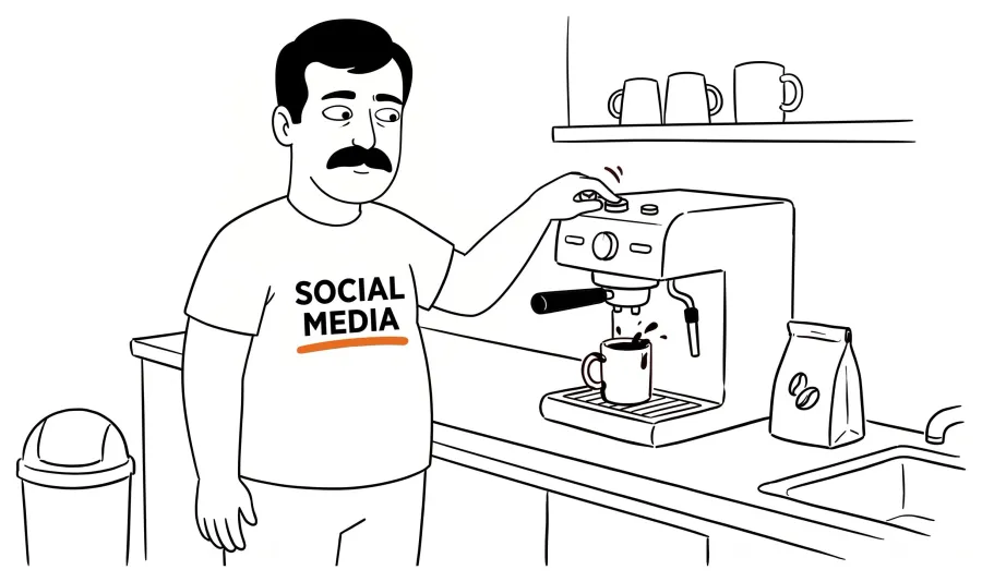 The social media manager making coffee while next month’s content plan fills in